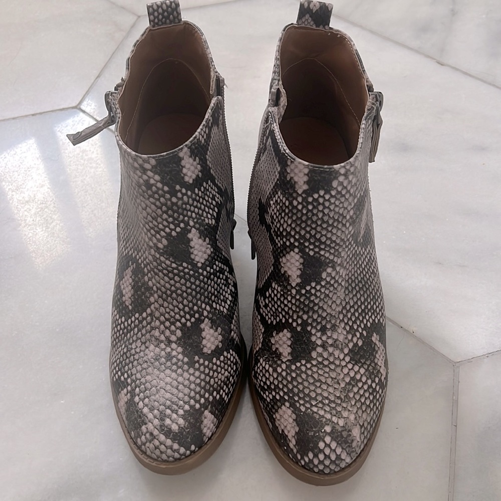 Python Snake print ankle booties